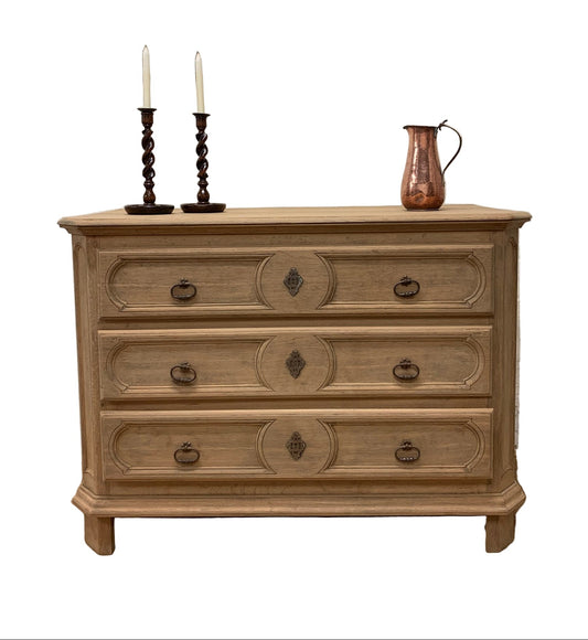 Antique Oak Chest Ca 1860