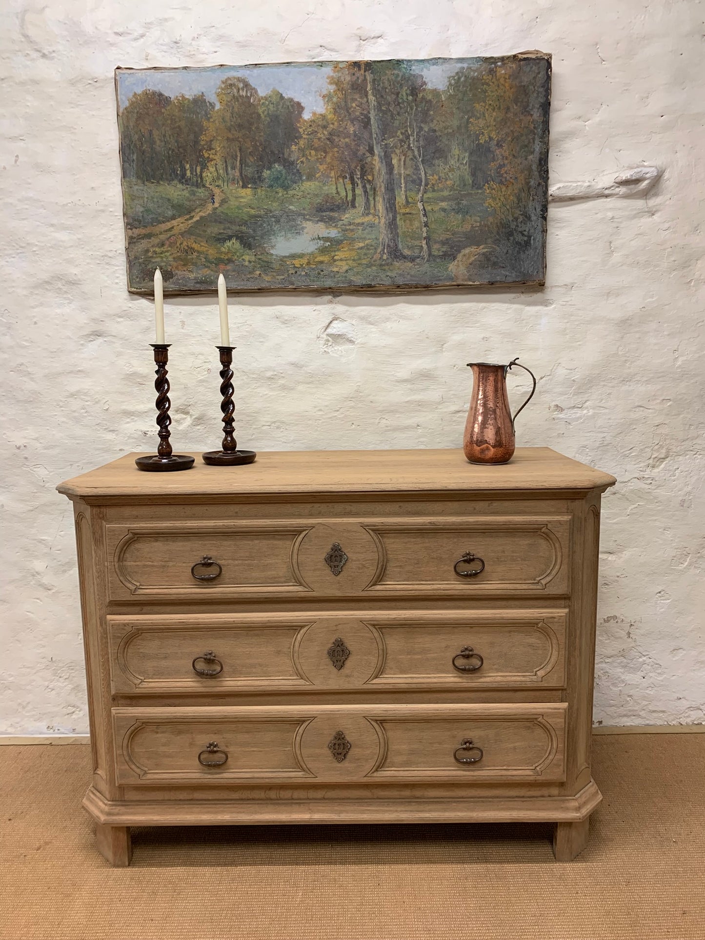 Antique Oak Chest Ca 1860