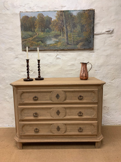 Antique Oak Chest Ca 1860