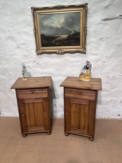 Pair of Antique Pine Bedside Cabinets