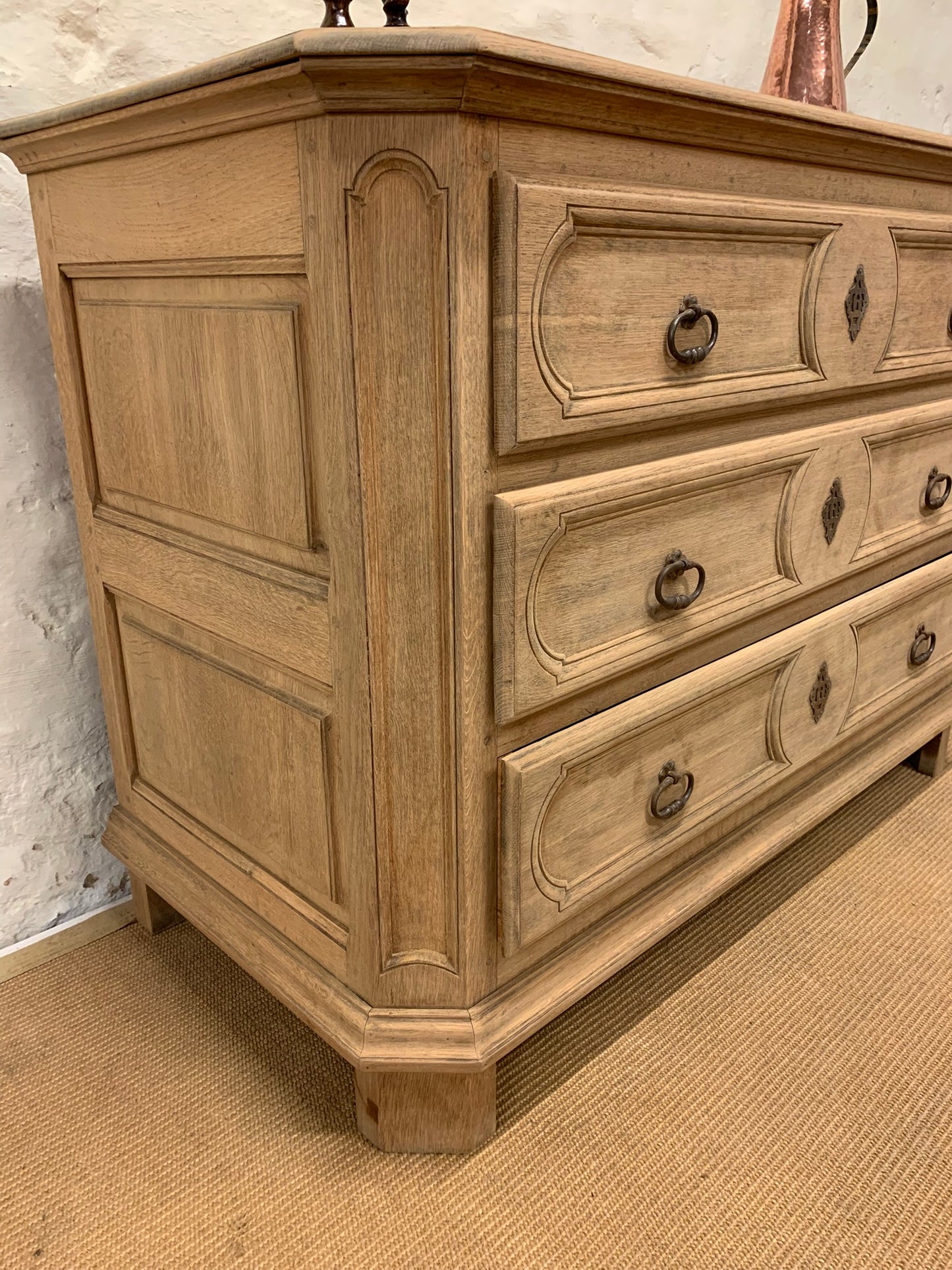 Antique Oak Chest Ca 1860