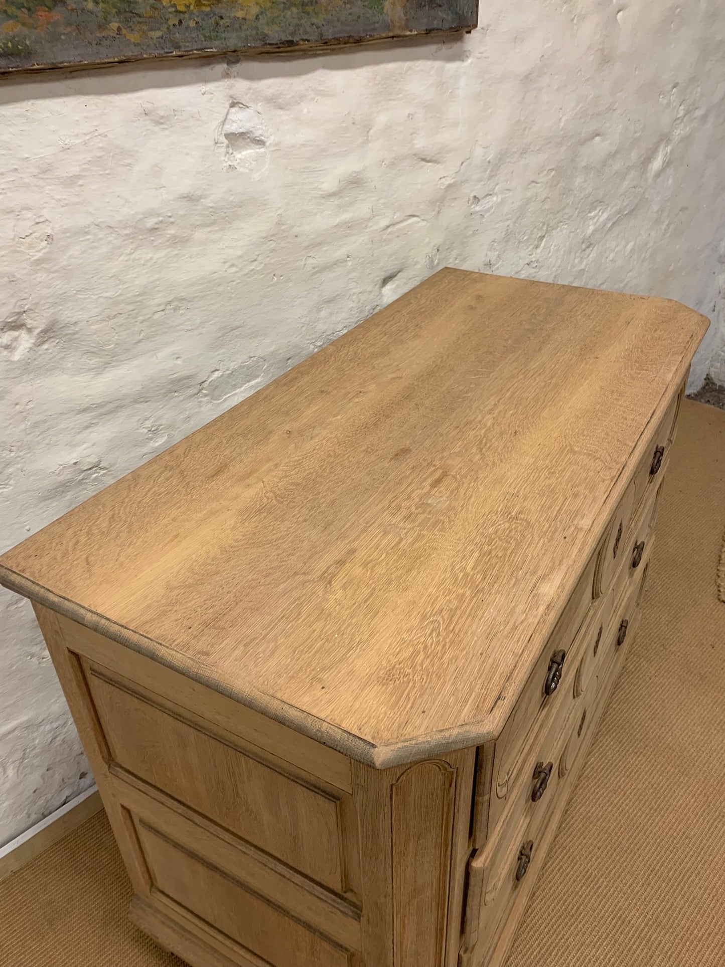 Antique Oak Chest Ca 1860