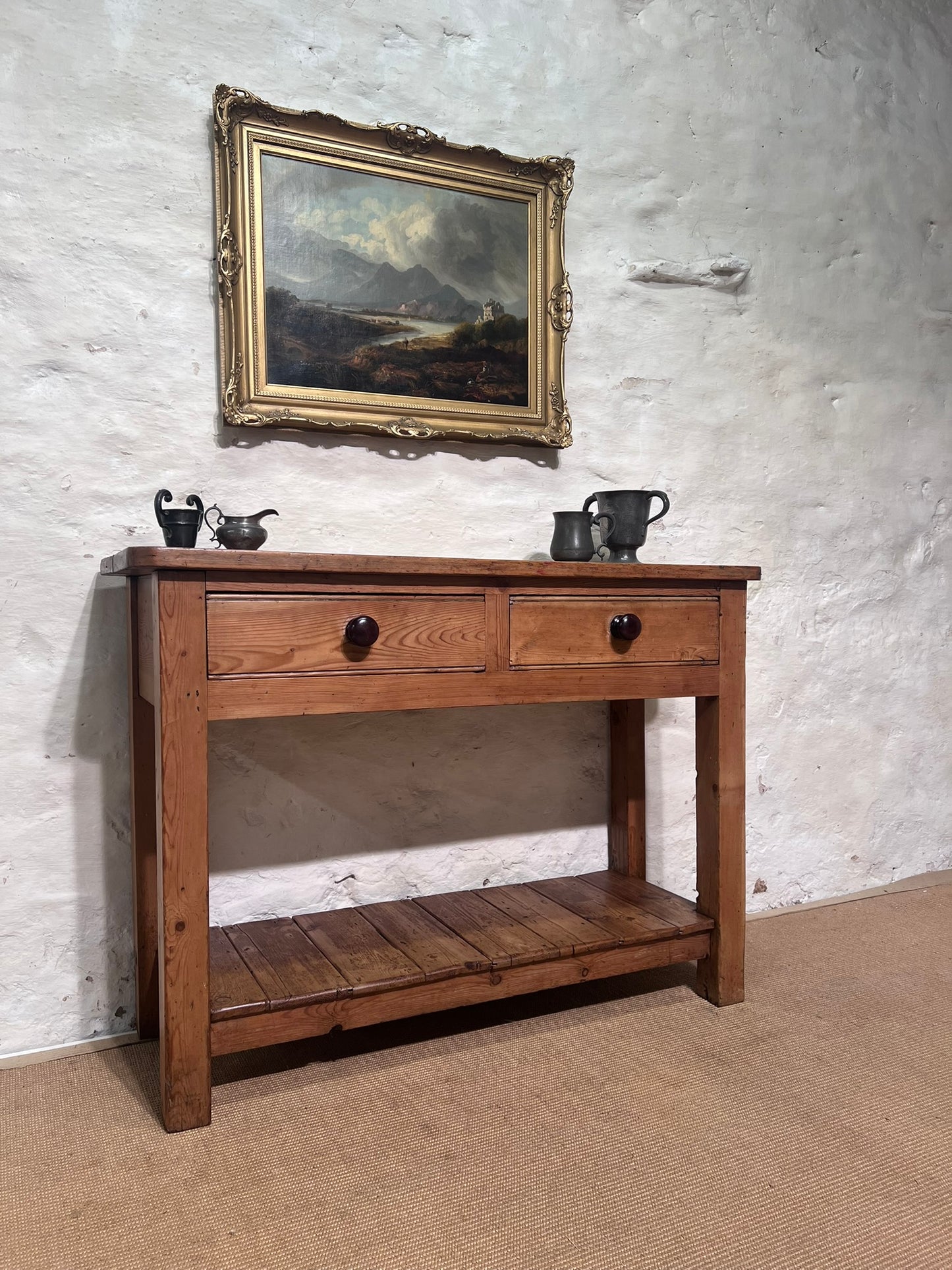 Antique Pine Dresser with Plate Rack