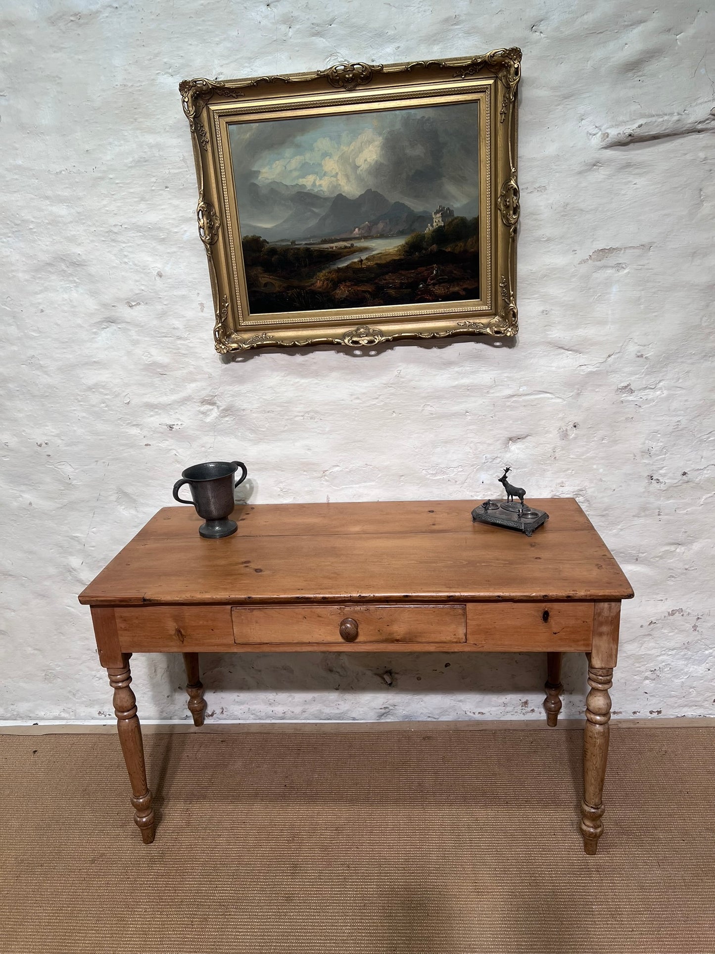 Antique Pine Side Table / Desk