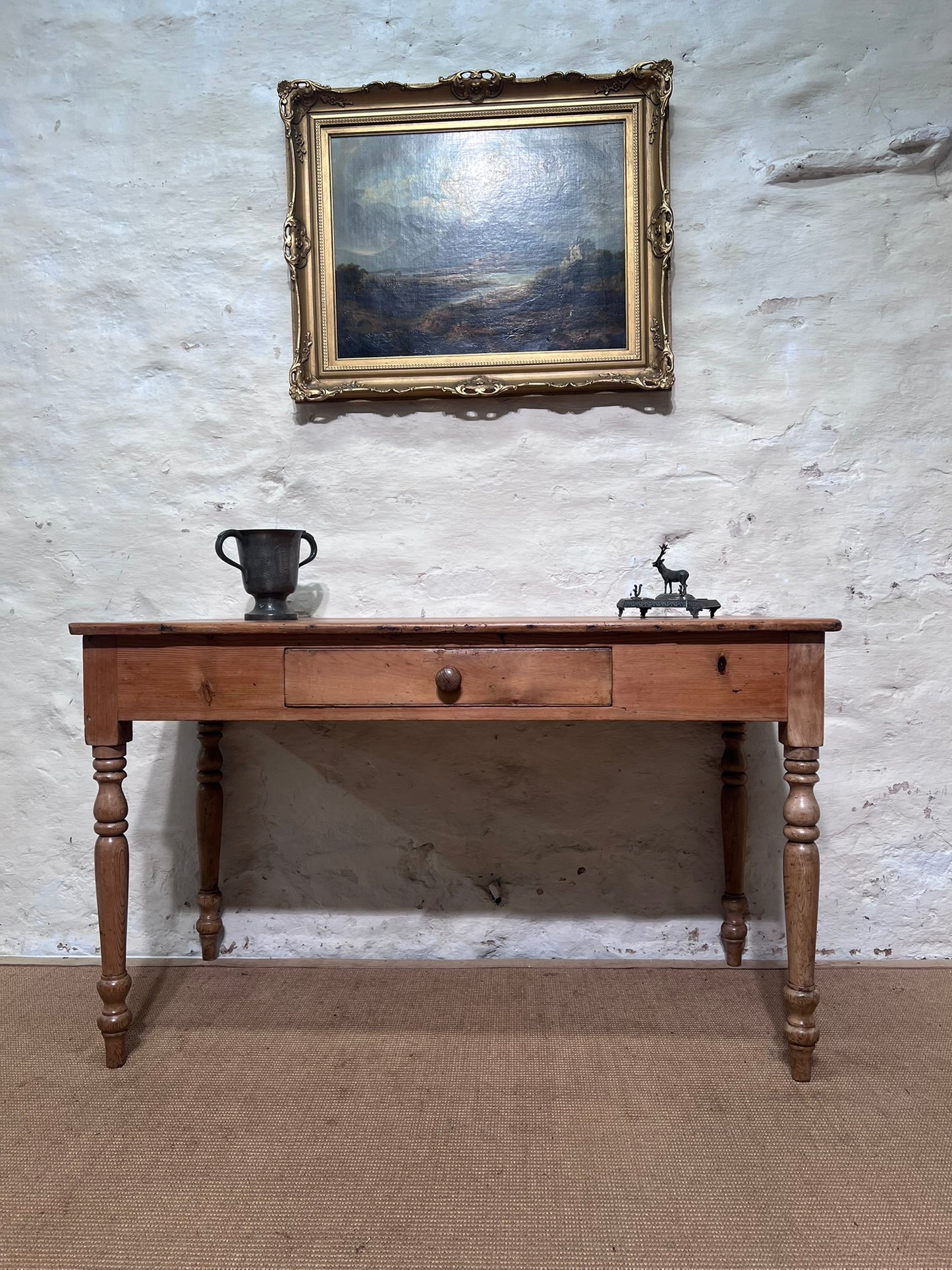 Antique Pine Side Table / Desk