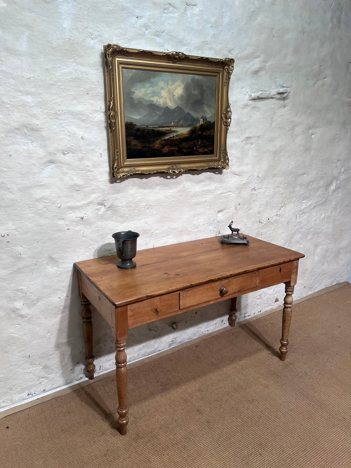 Antique Pine Side Table / Desk
