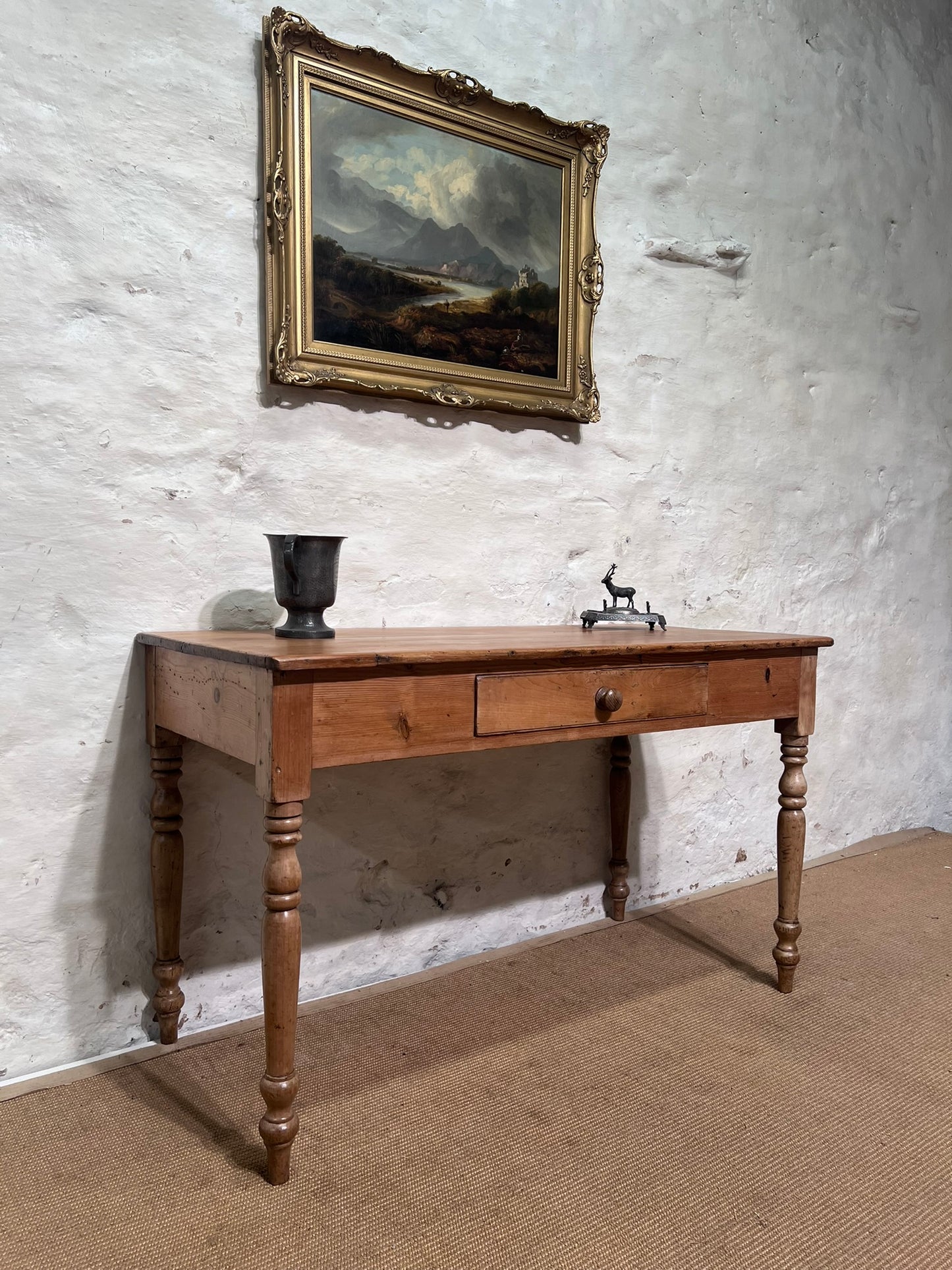 Antique Pine Side Table / Desk