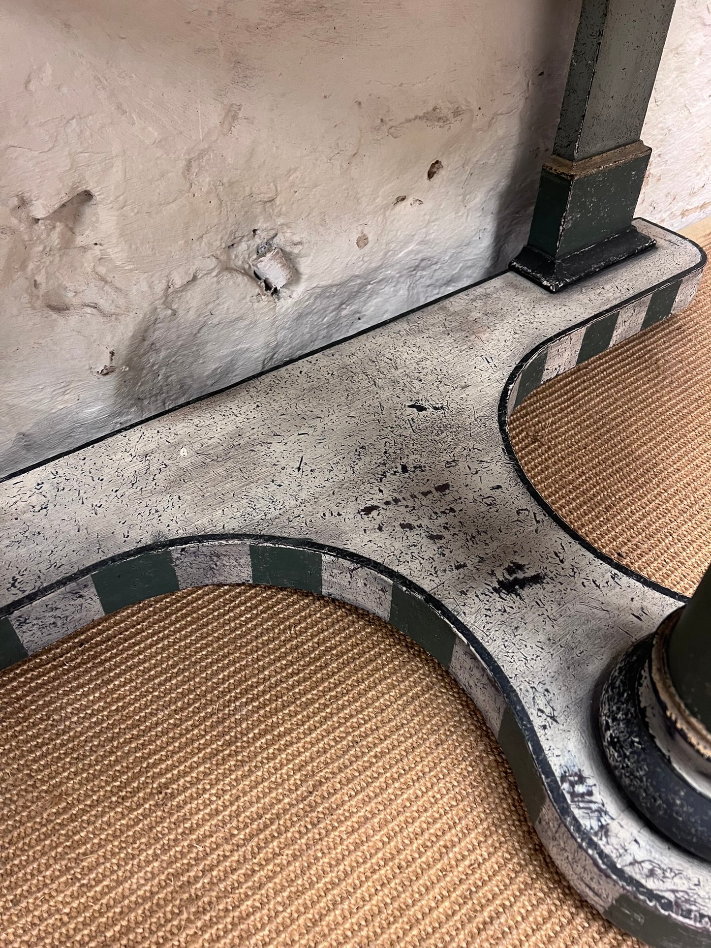 Antique Demi Lune Side Table with Marble Top