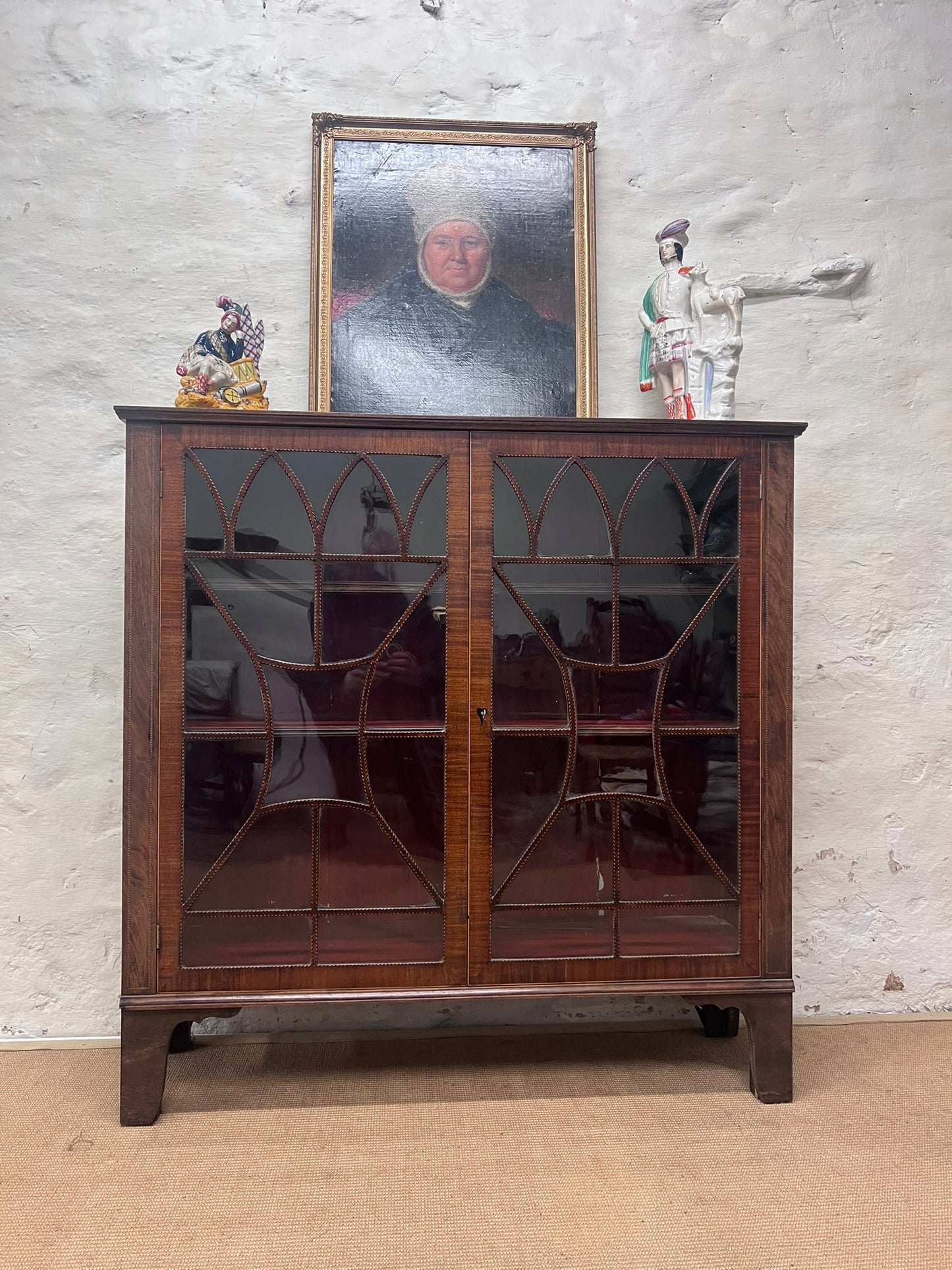 Scottish Antique Inlaid Mahogany Bookcase Ca 1840