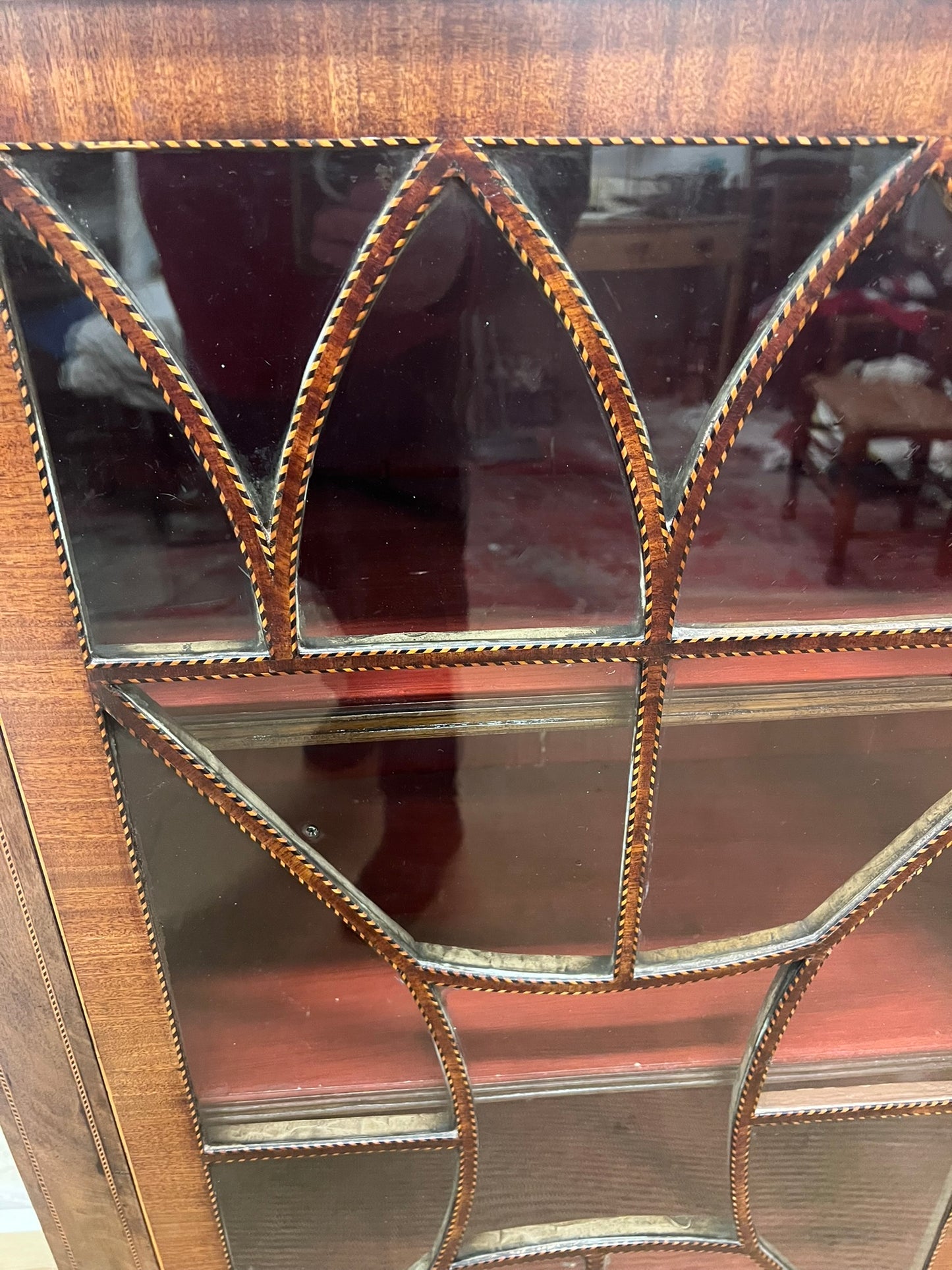 Scottish Antique Inlaid Mahogany Bookcase Ca 1840