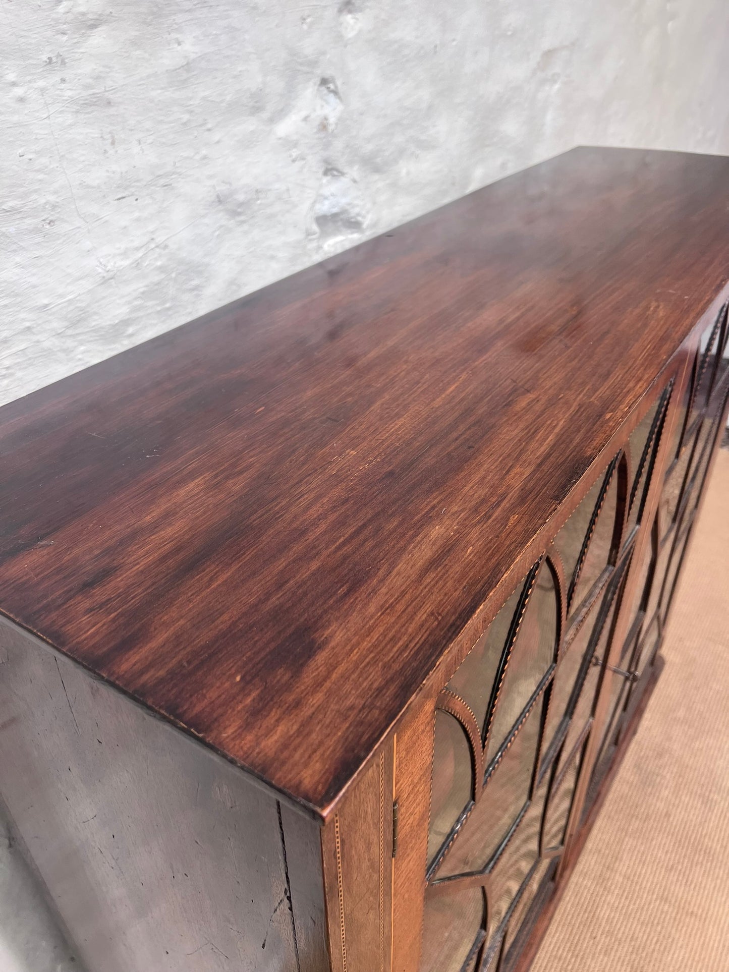 Scottish Antique Inlaid Mahogany Bookcase Ca 1840
