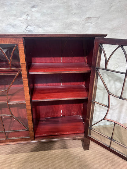 Scottish Antique Inlaid Mahogany Bookcase Ca 1840
